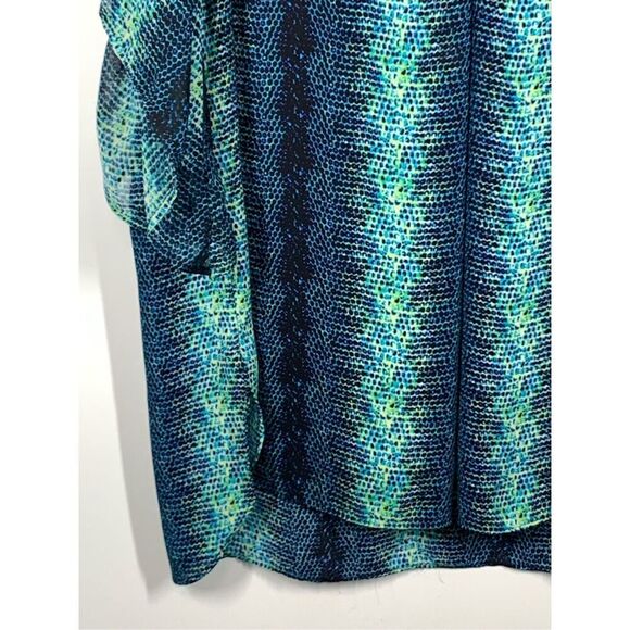 Worthington Women's Snakeskin Print Short Sleeve V-Neck Top Blue Size 1X - Picture 5 of 7